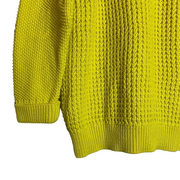 Topshop Chunky Waffle Knit Long Raglan Sleeves Crewneck Bright Yellow Sweater 6 - Picture 9 of 15